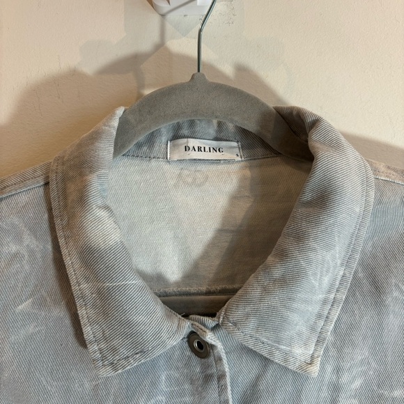 DARLING Sz S Influence Jacket in Silver Blue Light Wash Bleach Splatter NEW - Picture 4 of 10